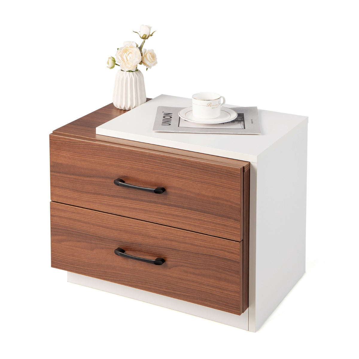 NNECW Modern Nightstand with 2 Storage Drawers for Bedroom-1