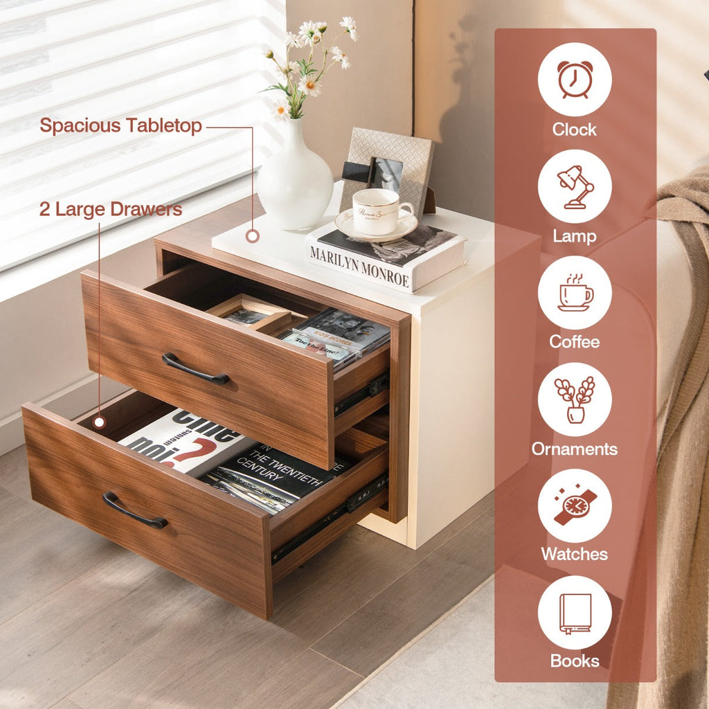 NNECW Modern Nightstand with 2 Storage Drawers for Bedroom-2