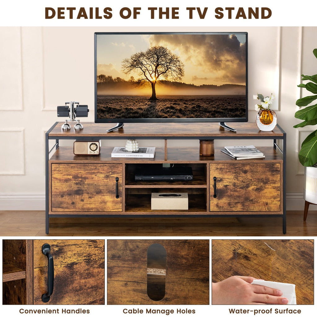 NNECW Home TV Cabinet with Storage Side Cabinets & Adjustable Shelf-2