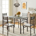 NNECW 5-Piece Dining Table Set with 4 High Back Chairs & 1 Rectangular Table-0
