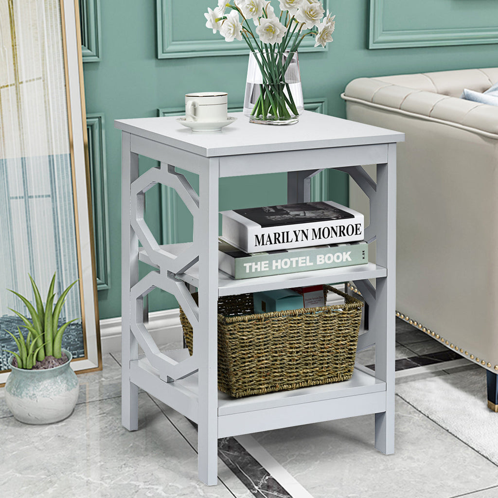 NNECW Set of 2 Side Table with Stable Structure for Bedroom/Living Room-Grey-4