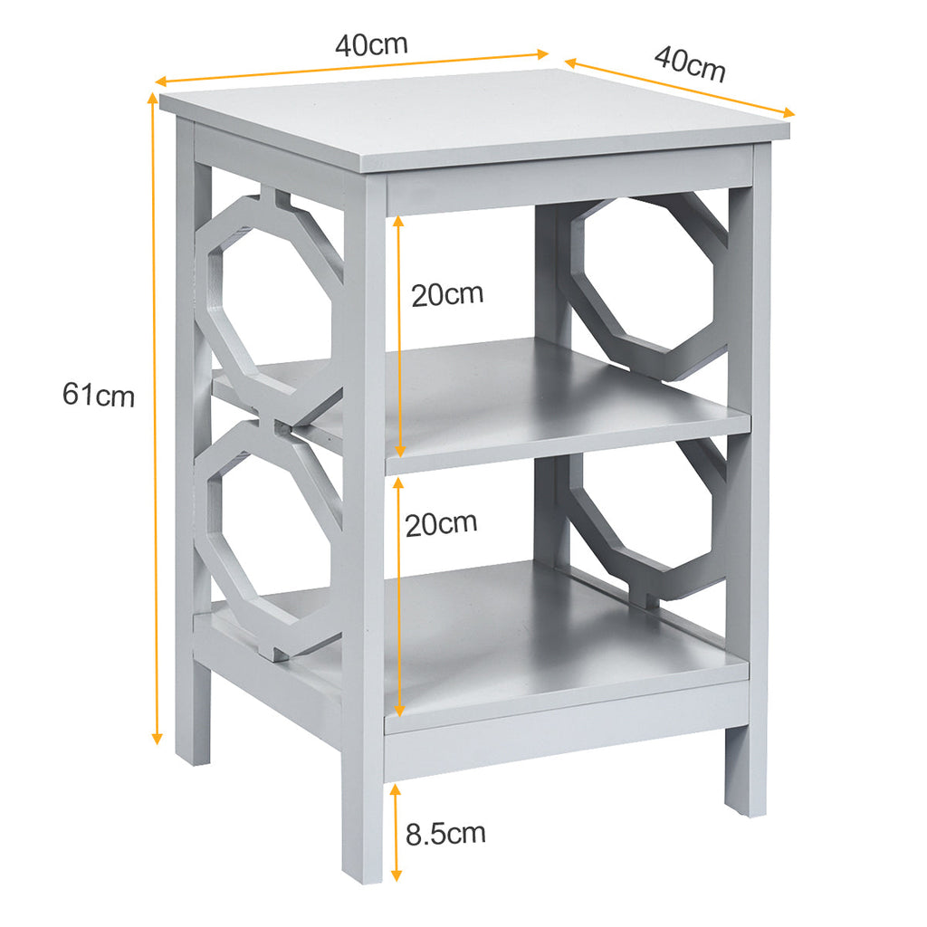 NNECW Set of 2 Side Table with Stable Structure for Bedroom/Living Room-Grey-3