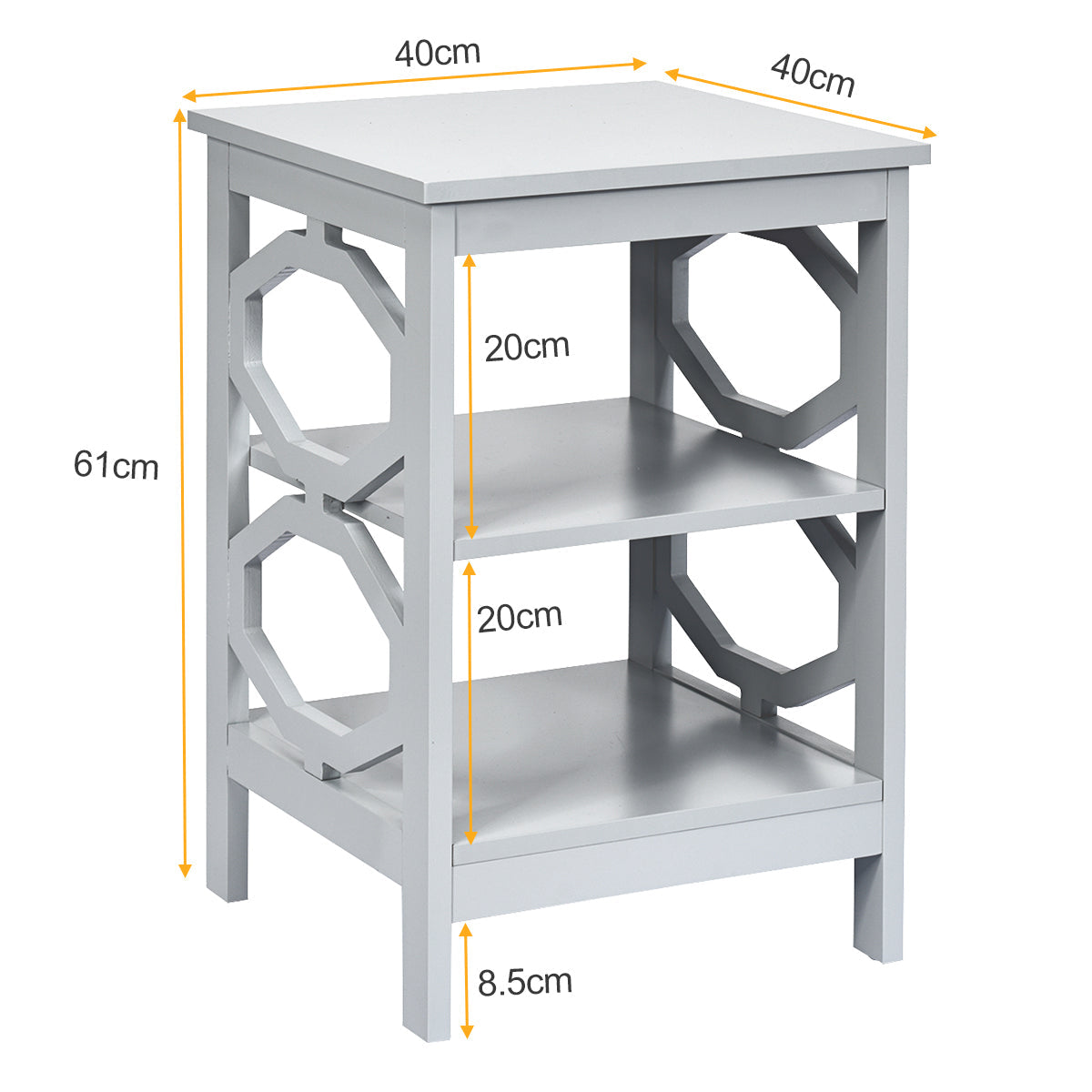 NNECW Set of 2 Side Table with Stable Structure for Bedroom/Living Room-Grey-3