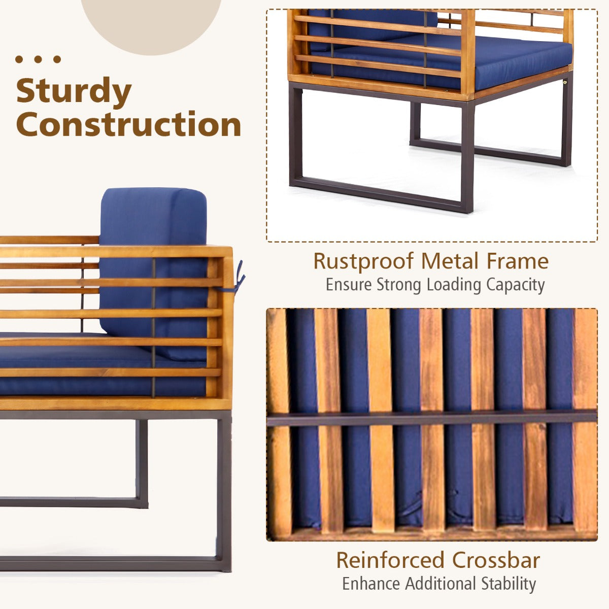 NNECW Outdoor Conversation Set with Cushioned Armchairs for Porch-2