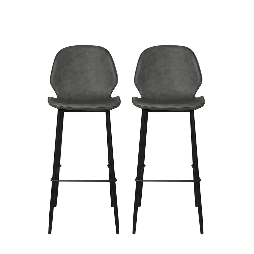 NNEIDS Levede 2x Bar Stool Barstools Counter Grey-0
