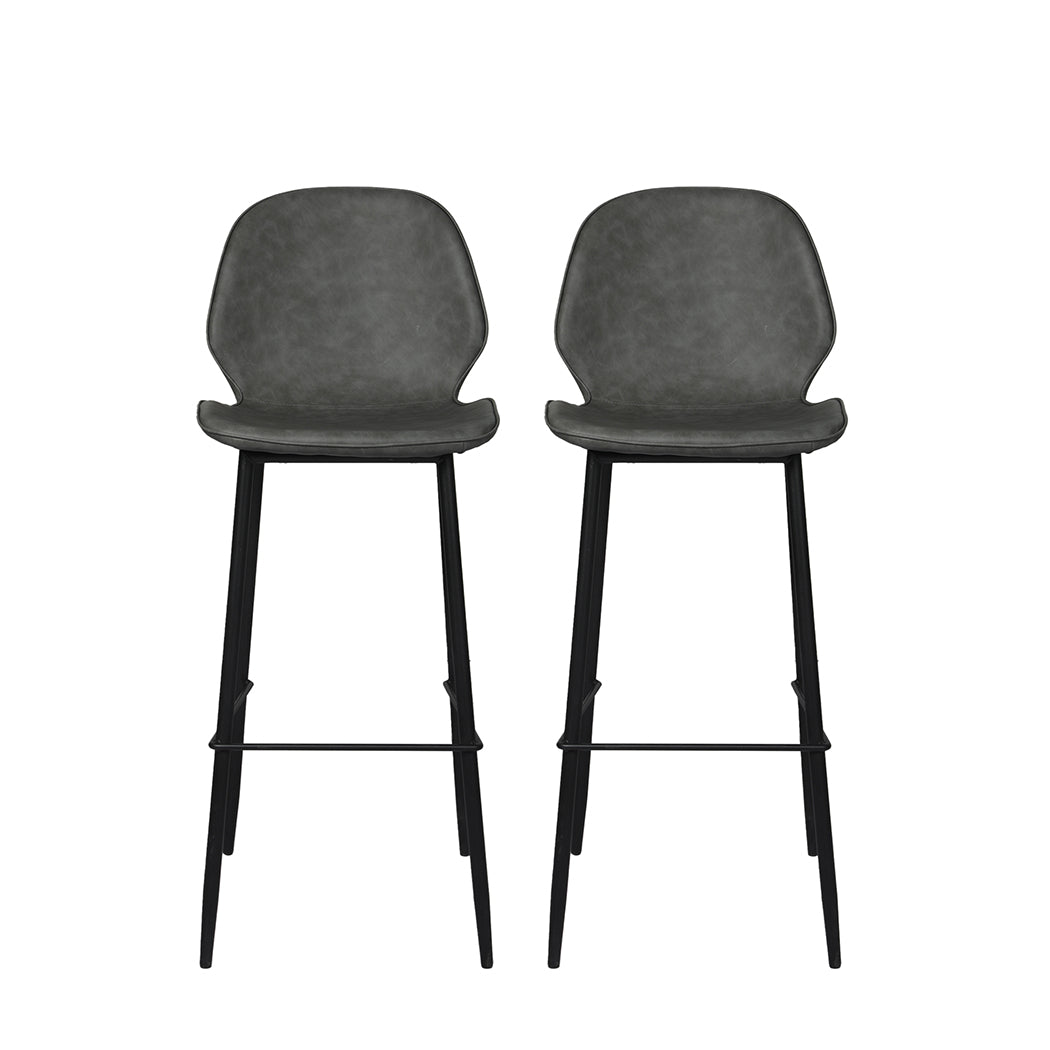 NNEIDS Levede 2x Bar Stool Barstools Counter Grey-0