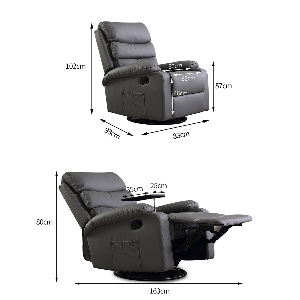 NNEIDS Levede Massage Chair Recliner Chairs Grey-1