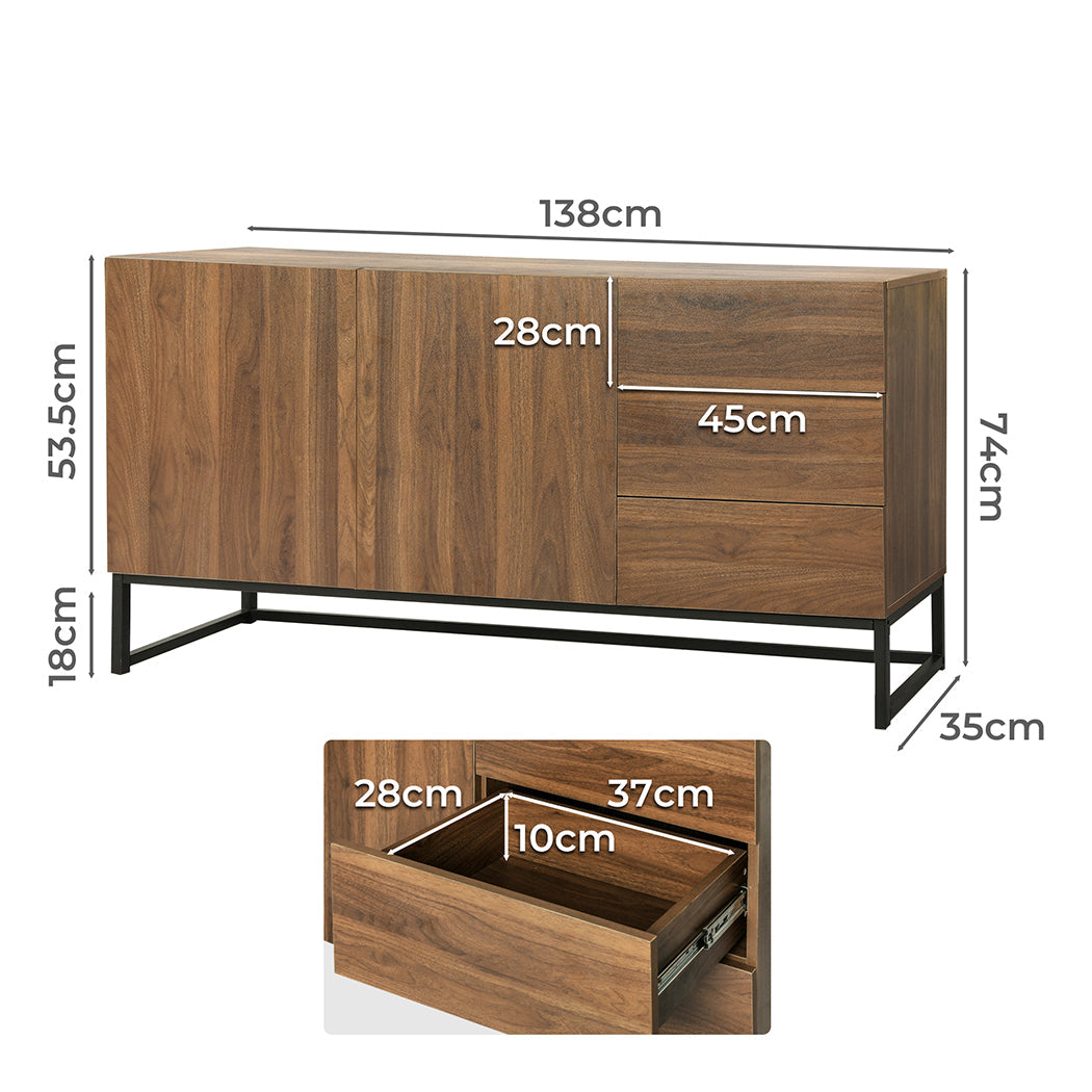 NNEIDS Levede Buffet Sideboard Storage Cabinet Walnut-1