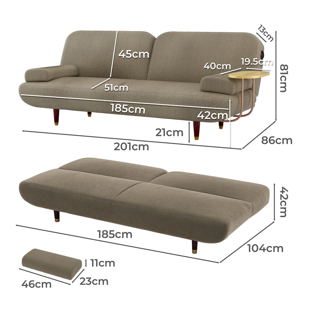 NNEIDS LEVEDE  CONVERTIBLE SOFABED WITH USB CHARGE AND SIDE TABLE-1
