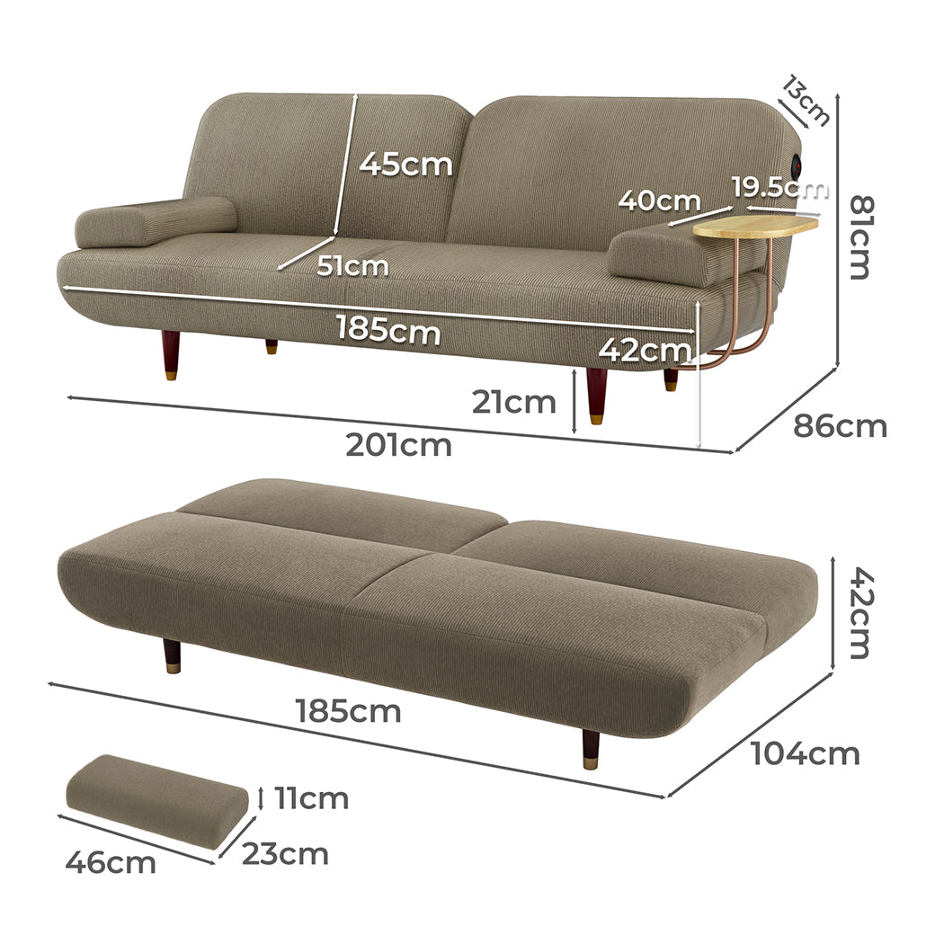 NNEIDS LEVEDE  CONVERTIBLE SOFABED WITH USB CHARGE AND SIDE TABLE-1