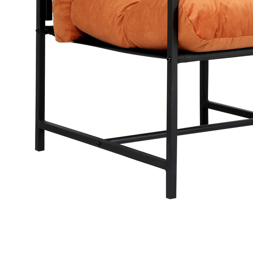 NNEIDS Levede Metal Framed Lounge Chair Velvet in Orange-3