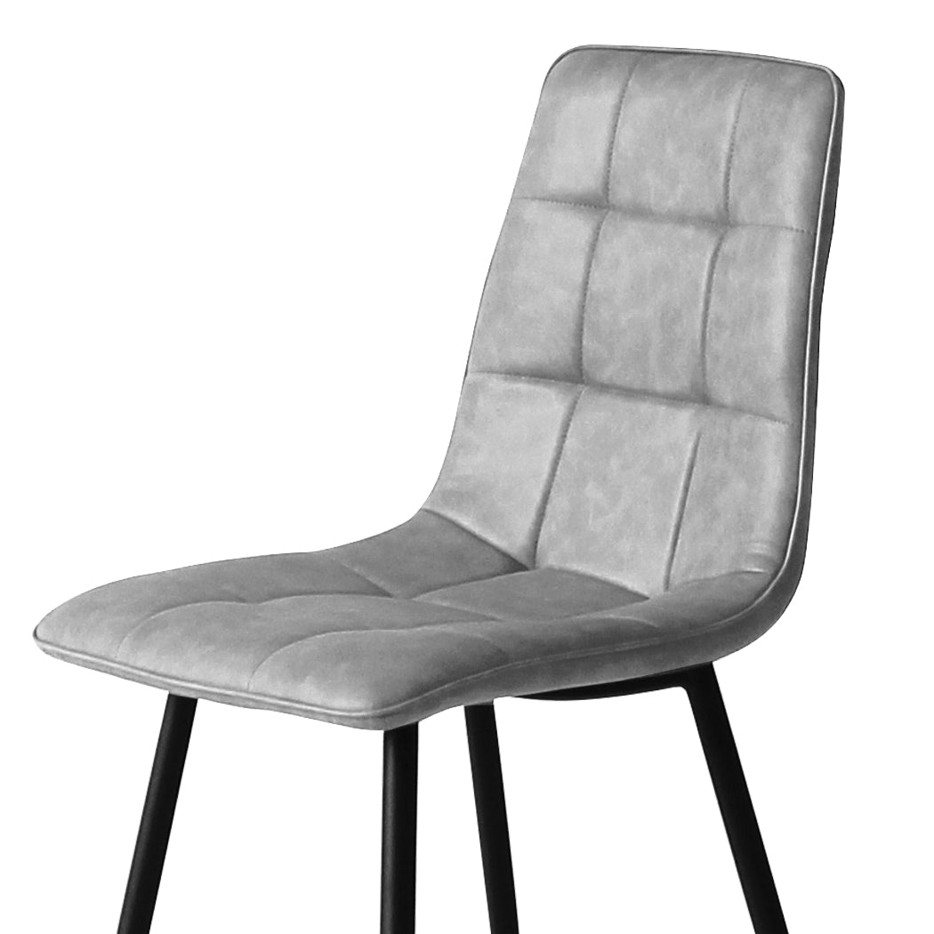 NNEIDS Levede 4x Dining Chairs Kitchen Chair Grey Faux Leather-2