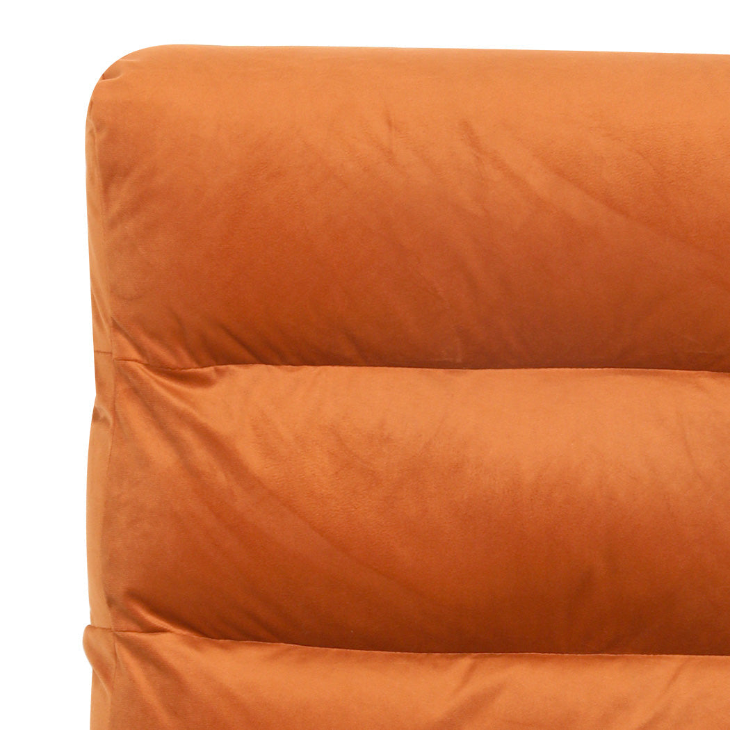 NNEIDS Levede Metal Framed Lounge Chair Velvet in Orange-4