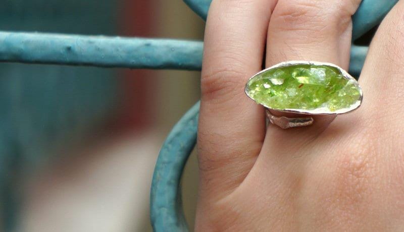 Murano Glass Silver Statement Ring, Handmade Statement Jewelry, Organic Nature Band, Gift for Balance & Connection, Sterling Silver 925-1