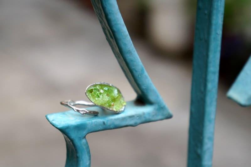 Murano Glass Silver Statement Ring, Handmade Statement Jewelry, Organic Nature Band, Gift for Balance & Connection, Sterling Silver 925-3