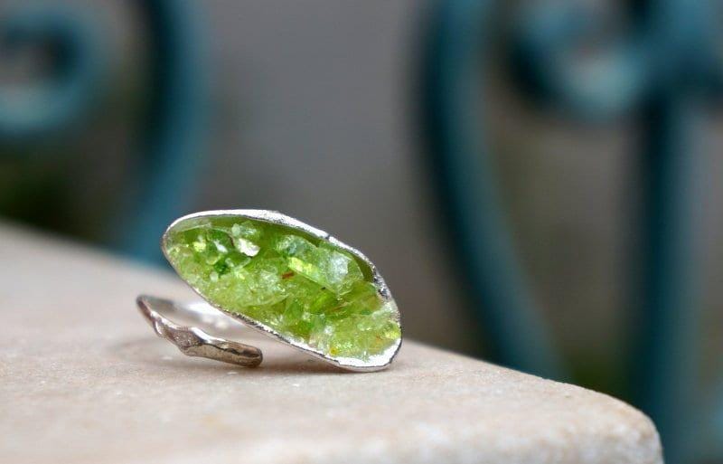 Murano Glass Silver Statement Ring, Handmade Statement Jewelry, Organic Nature Band, Gift for Balance & Connection, Sterling Silver 925-0