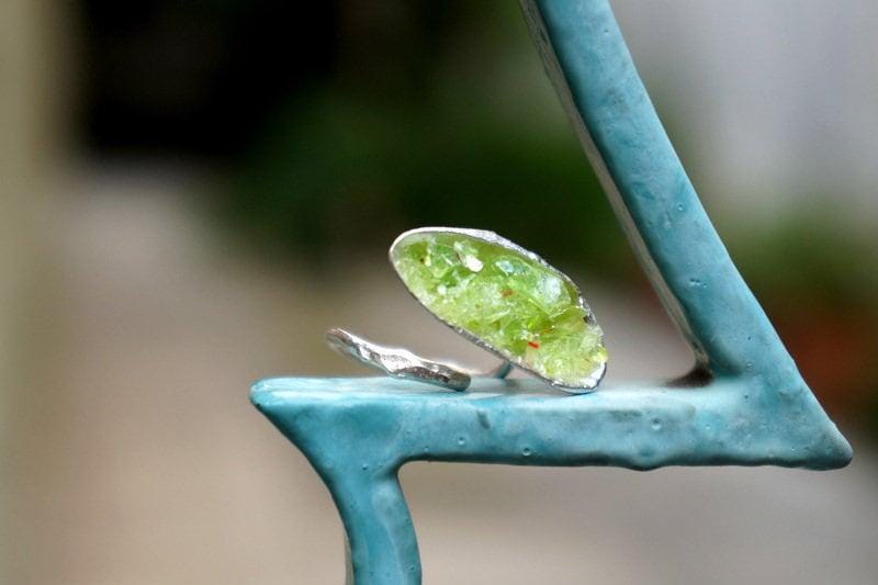 Murano Glass Silver Statement Ring, Handmade Statement Jewelry, Organic Nature Band, Gift for Balance & Connection, Sterling Silver 925-2