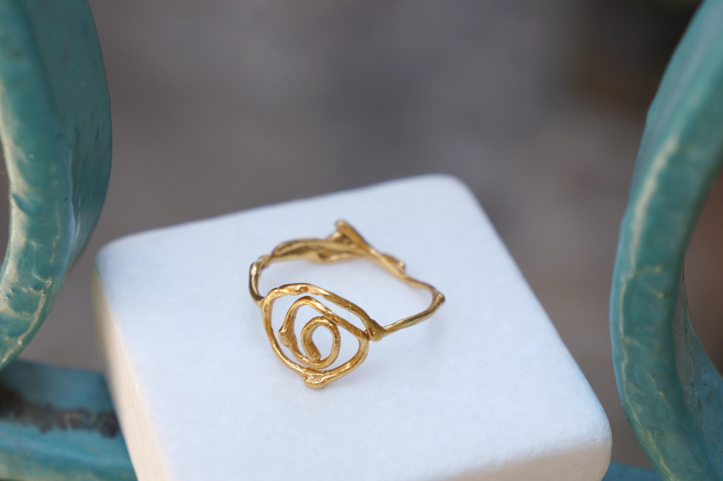 Real Jasmine Twig Spiral Ring, Handmade Minimalist Jewelry, Botanical Branch Band, Gift for Protection, Eco Sustainable Sterling Silver 925-1