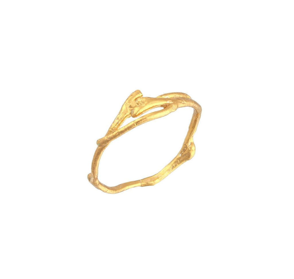 Real Jasmine Gold Ring, Handmade Minimalist Jewelry, Organic Forest Band, Nature's Gift for Fortune & Purity, Sterling Silver 925-0