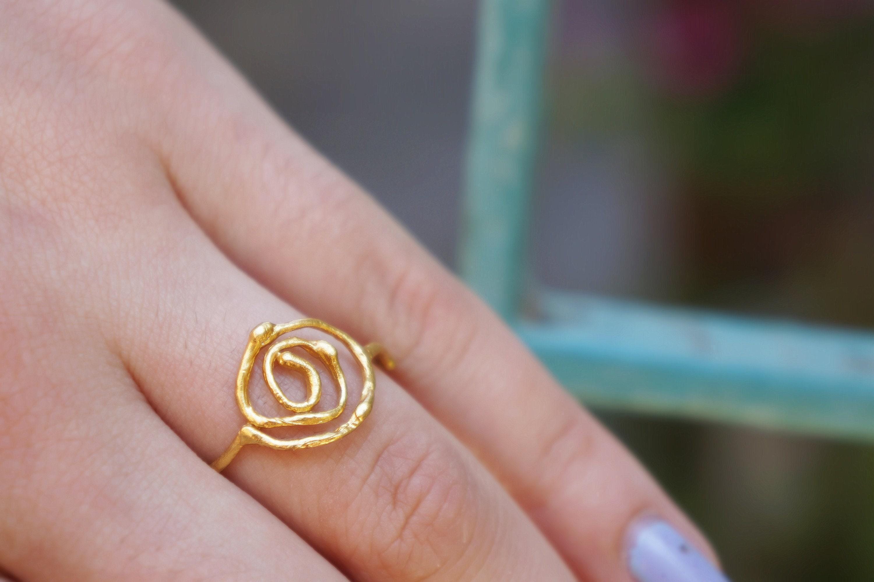 Real Jasmine Twig Spiral Ring, Handmade Minimalist Jewelry, Botanical Branch Band, Gift for Protection, Eco Sustainable Sterling Silver 925-0