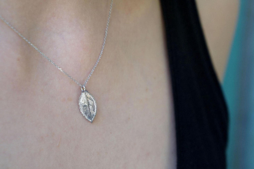 Real Rose Leaf Necklace, Handmade Minimalist Jewelry, Organic Nature Pendant, Eco Gift for Health & Passion, Gold or Sterling Silver 925-3