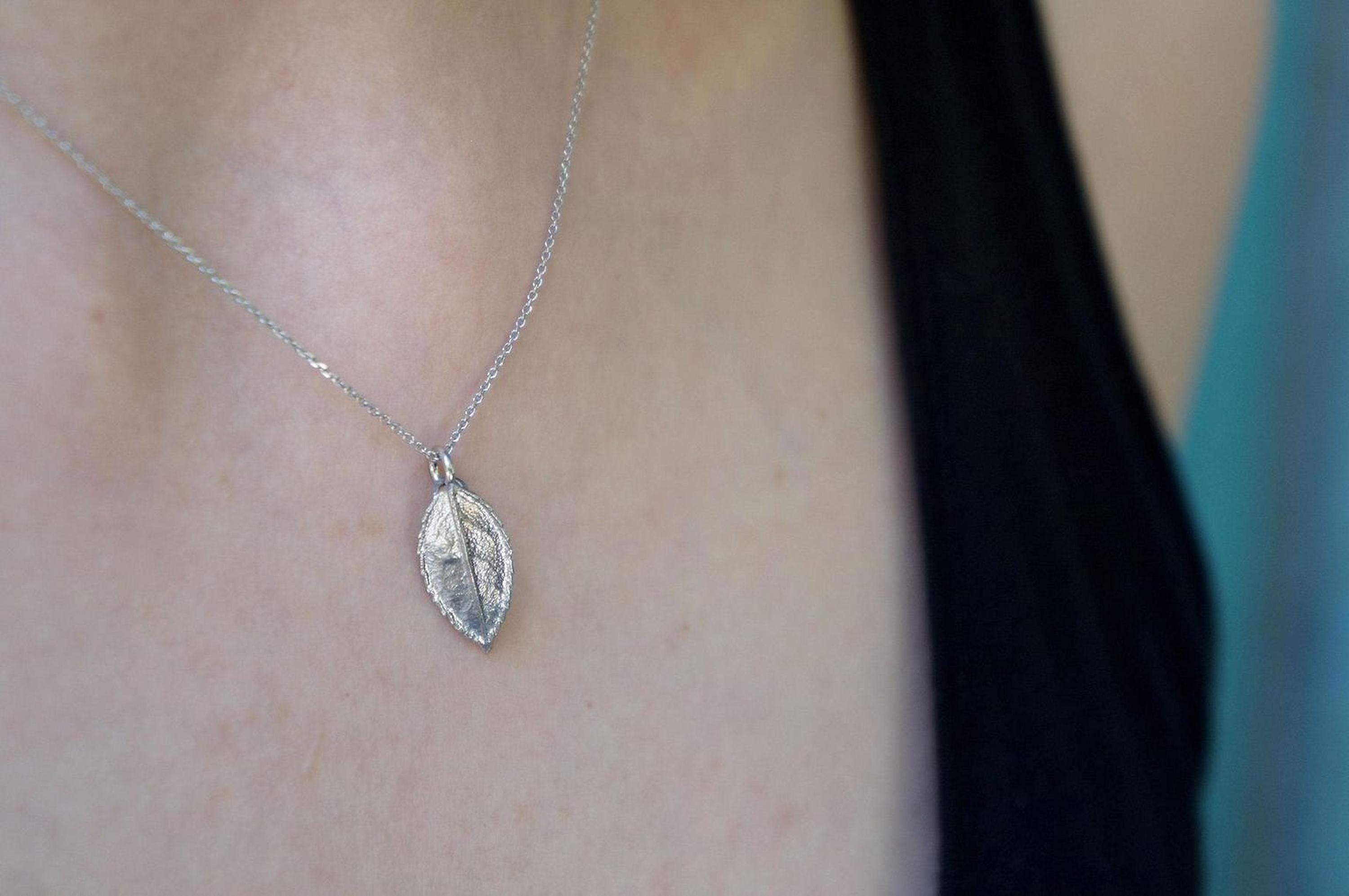 Real Rose Leaf Necklace, Handmade Minimalist Jewelry, Organic Nature Pendant, Eco Gift for Health & Passion, Gold or Sterling Silver 925-3