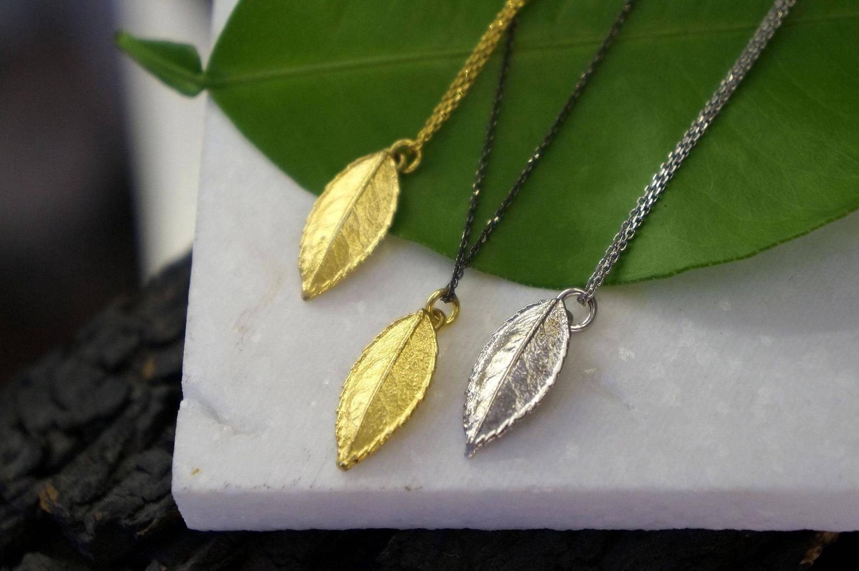 Real Rose Leaf Necklace, Handmade Minimalist Jewelry, Organic Nature Pendant, Eco Gift for Health & Passion, Gold or Sterling Silver 925-0