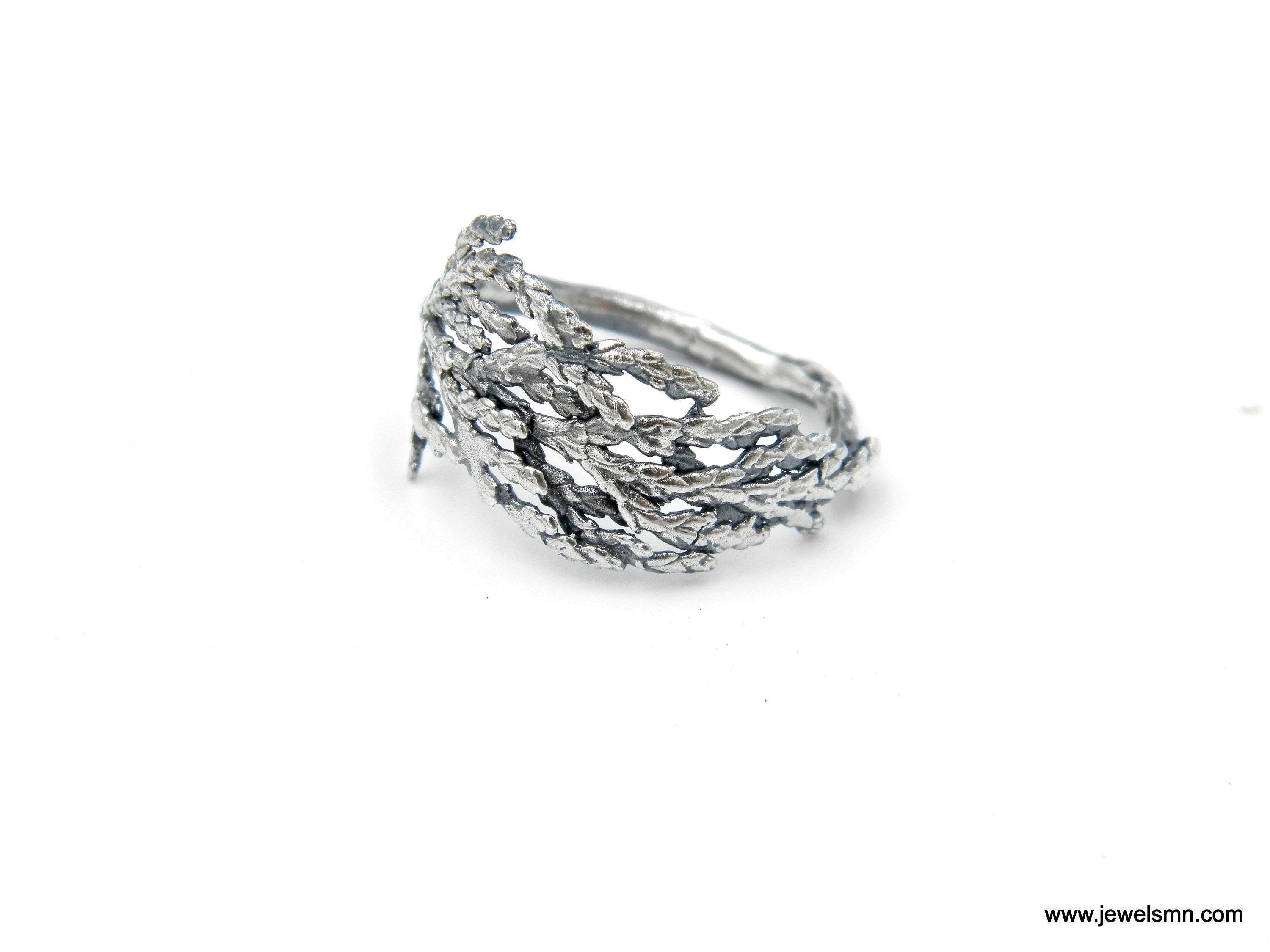 Real Juniper Branch Silver Ring, Handmade Minimalist Jewelry, Organic Forest Band, Gift for Health & Resilience, Sterling Silver 925
