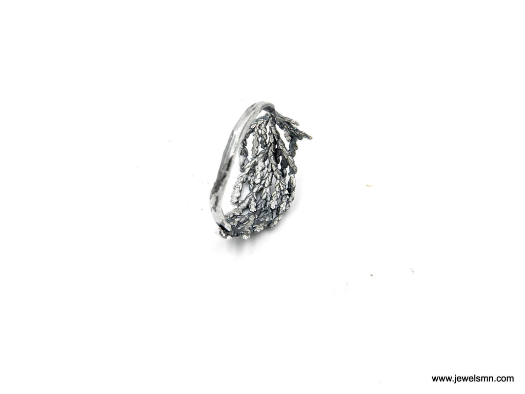 Real Juniper Branch Silver Ring, Handmade Minimalist Jewelry, Organic Forest Band, Gift for Health & Resilience, Sterling Silver 925