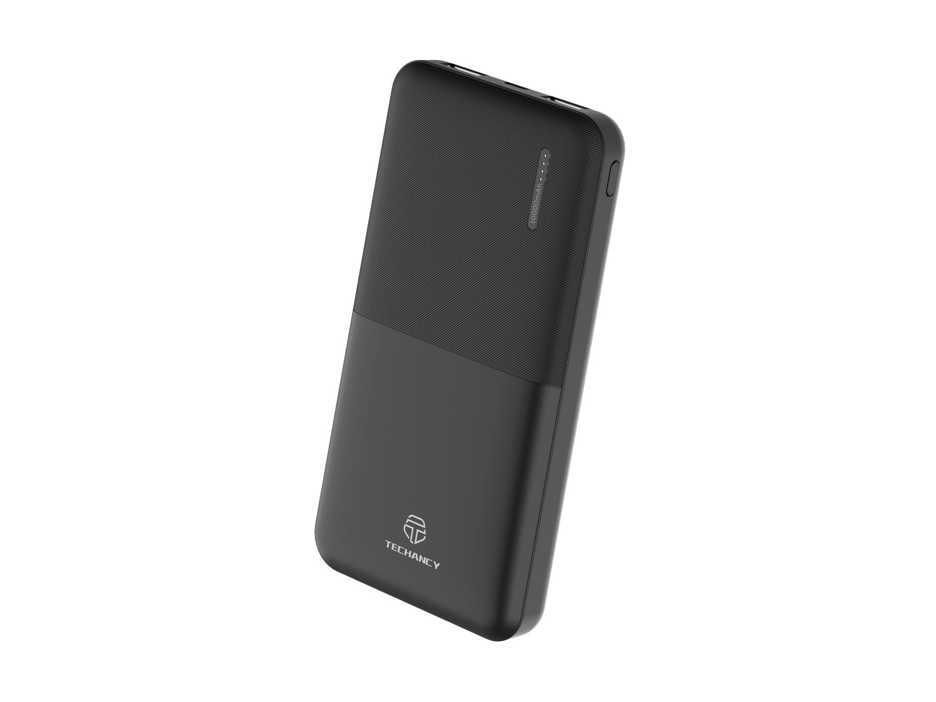 Techancy 10000mah Power Bank Preto TF2766，Carregamento Rápido De 2a, 2 Saídas Usb Para Telemóvel/Tablet.