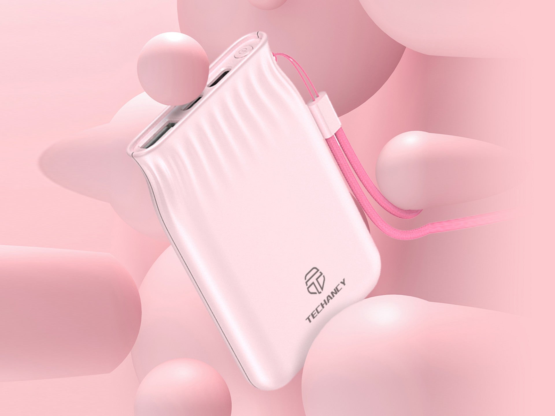 Techancy 6500mah Power Bank Rosa TF2772，Carregamento De Telemóvel/Tablet Compatível Com 2A, Fonte De Alimentação Portátil
