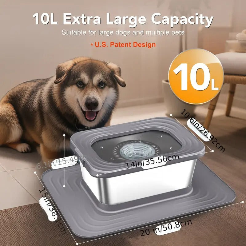 NNETM Dog Stainless Steel Water Bowl with Mat-3