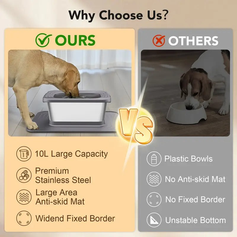 NNETM Dog Stainless Steel Water Bowl with Mat-4