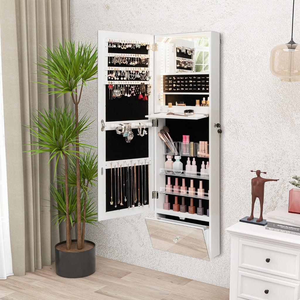 NNECW 120 CM LED Jewelry Mirror Cabinet with Full-Length Frameless Mirror-0