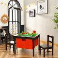 NNECW 2-in-1 Kids Activity Table and Chair Set with Storage-Coffee-0