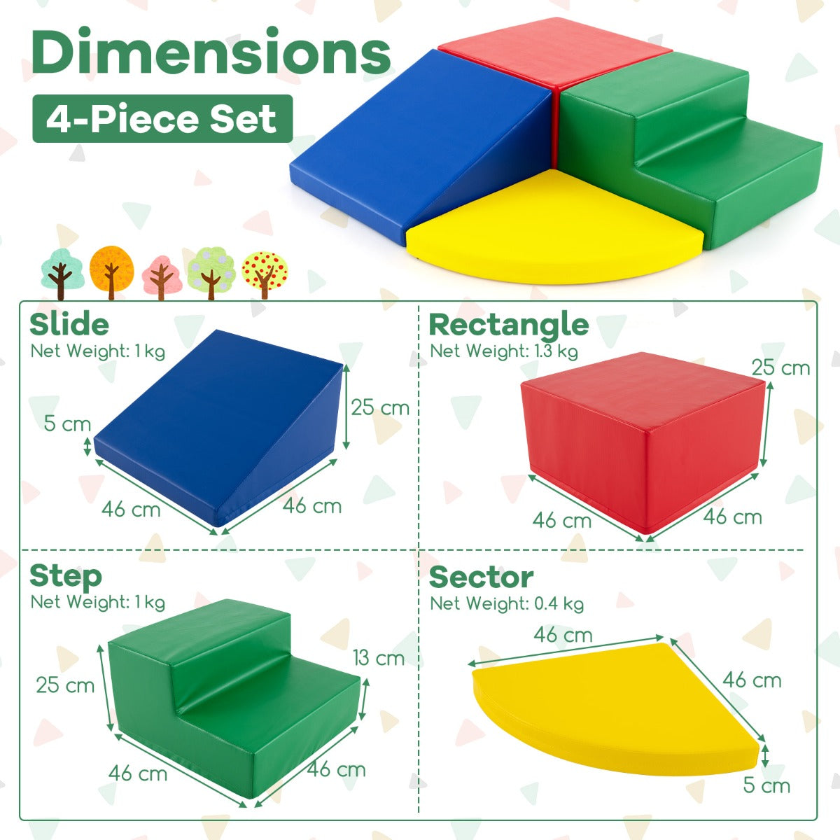 NNECW 4-Piece Kids Climb Crawl Playset for Nursery &amp; Kindergarten-Red-3
