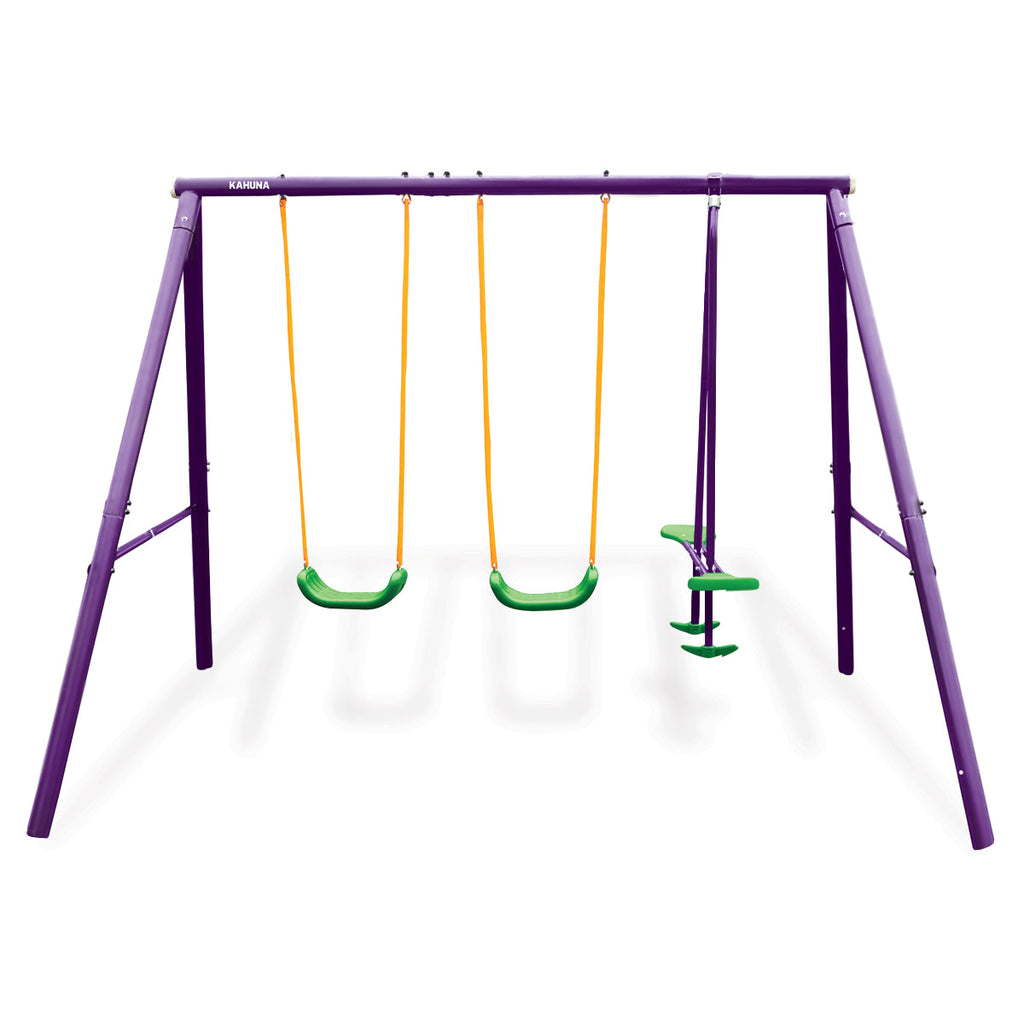 NNEDPE Kahuna Kids 4-Seater Swing Set Purple Green-0