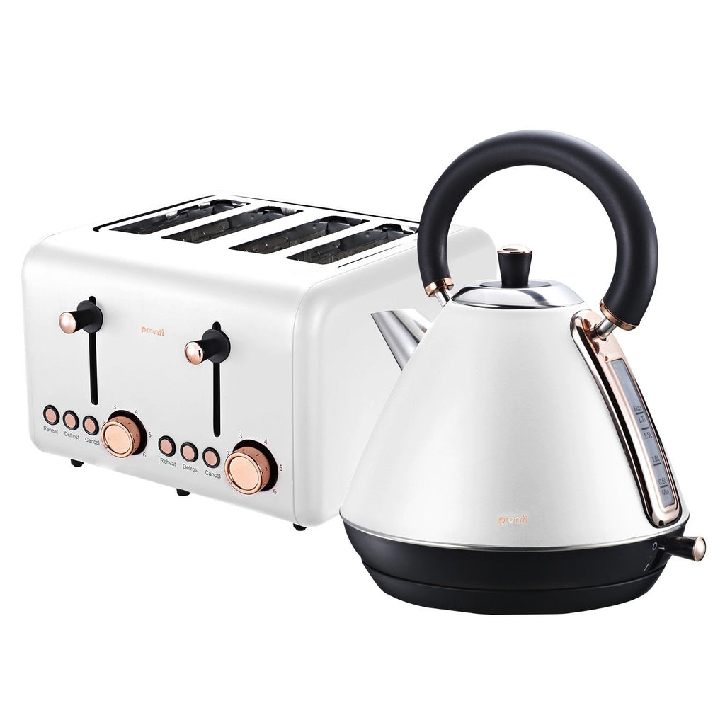NNEDPE Rose Trim Collection Toaster & Kettle Bundle - White-0