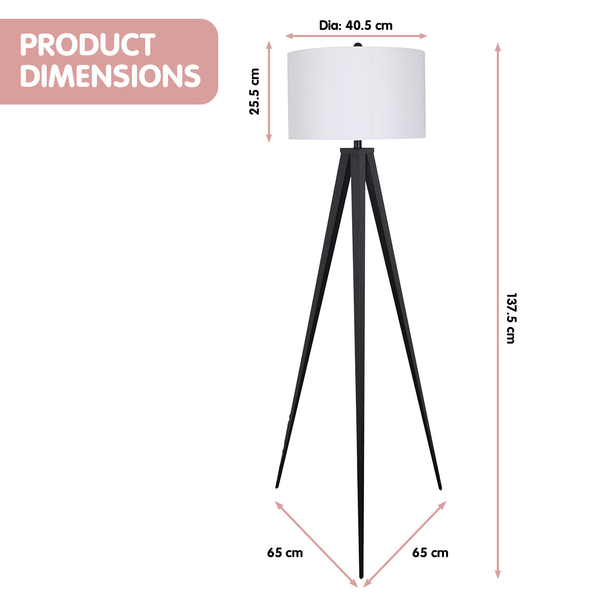 NNEDPE Sarantino Minimalist Modern Tripod Floor Lamp Black-2