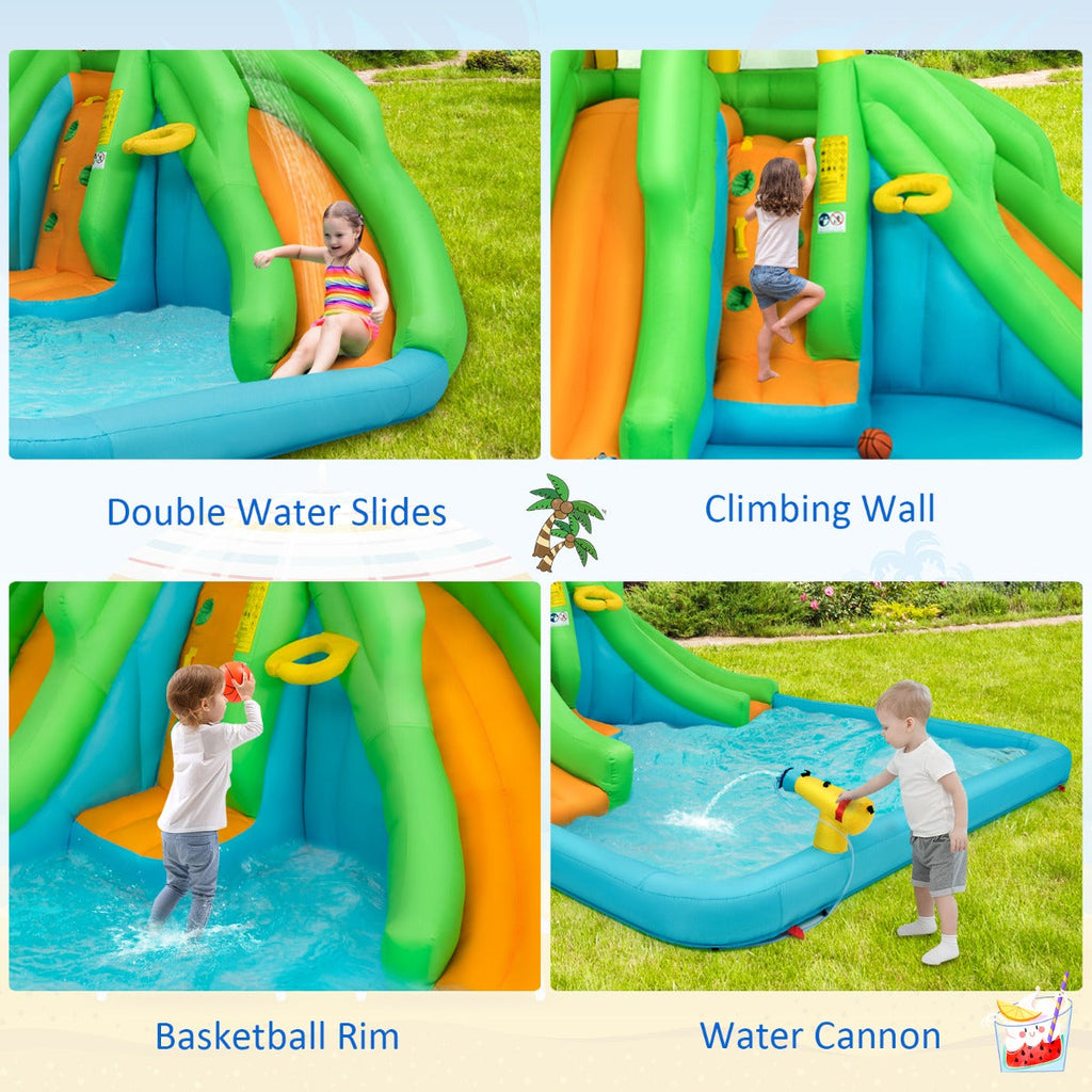 NNECW Inflatable Water Park with Two Slides for Outdoor Play with Blower-2