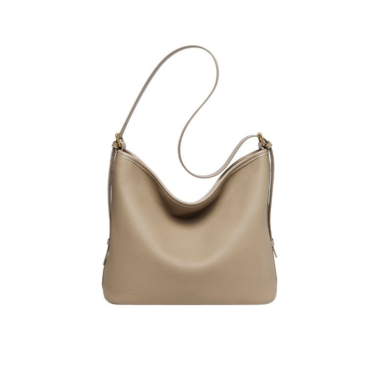 Pebbled Leather Slouchy Shoulder Tote Bag