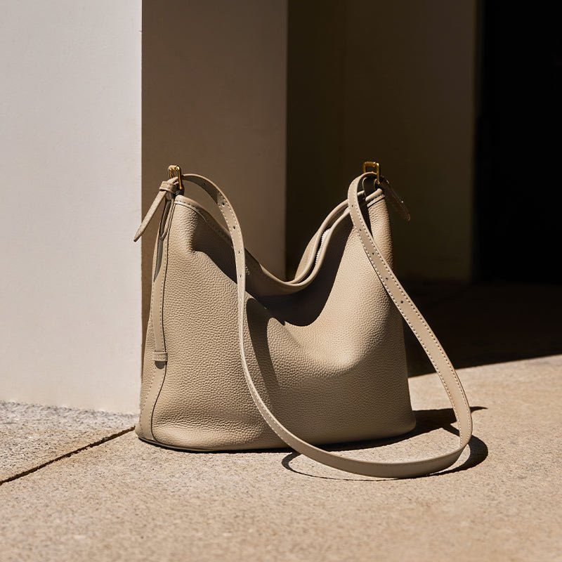 Pebbled Leather Slouchy Shoulder Tote Bag