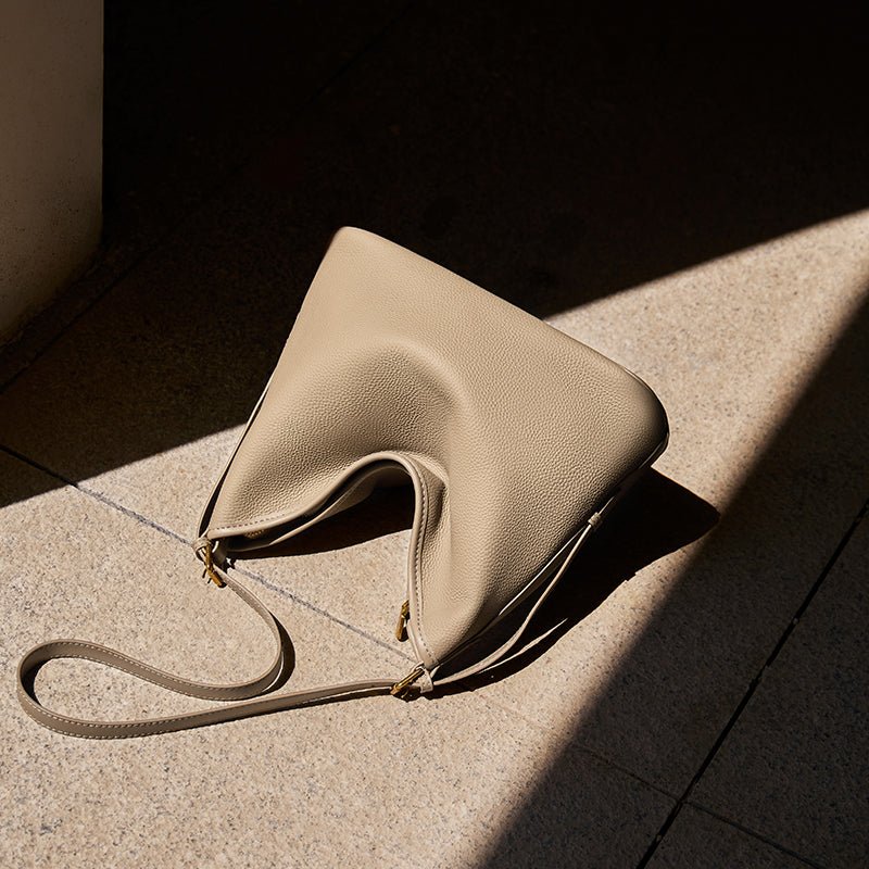 Pebbled Leather Slouchy Shoulder Tote Bag
