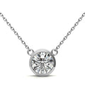 2.00 CTW AGI Certified Round Brilliant Lab Grown Diamond Bezel Pendant in 14K White or Yellow Gold-0