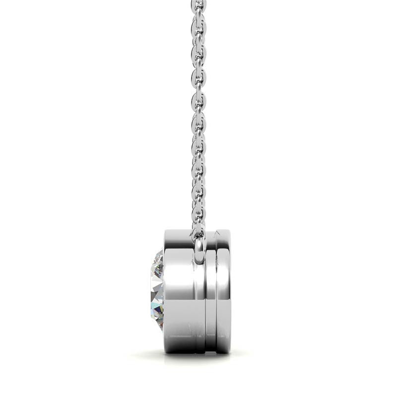3.00 CTW AGI Certified Round Brilliant Lab Grown Diamond Bezel Pendant in 14K White or Yellow Gold-1