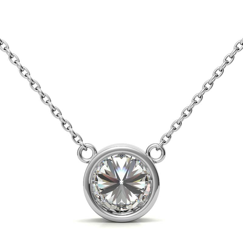 AGI Certified 3.50 CTW Round Brilliant Lab Grown Diamond Bezel Pendant in 14K White Gold-3