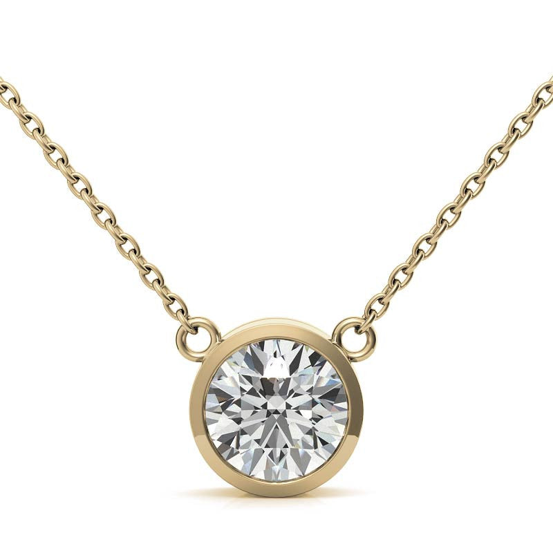 2.00 CTW AGI Certified Round Brilliant Lab Grown Diamond Bezel Pendant in 14K White or Yellow Gold-5