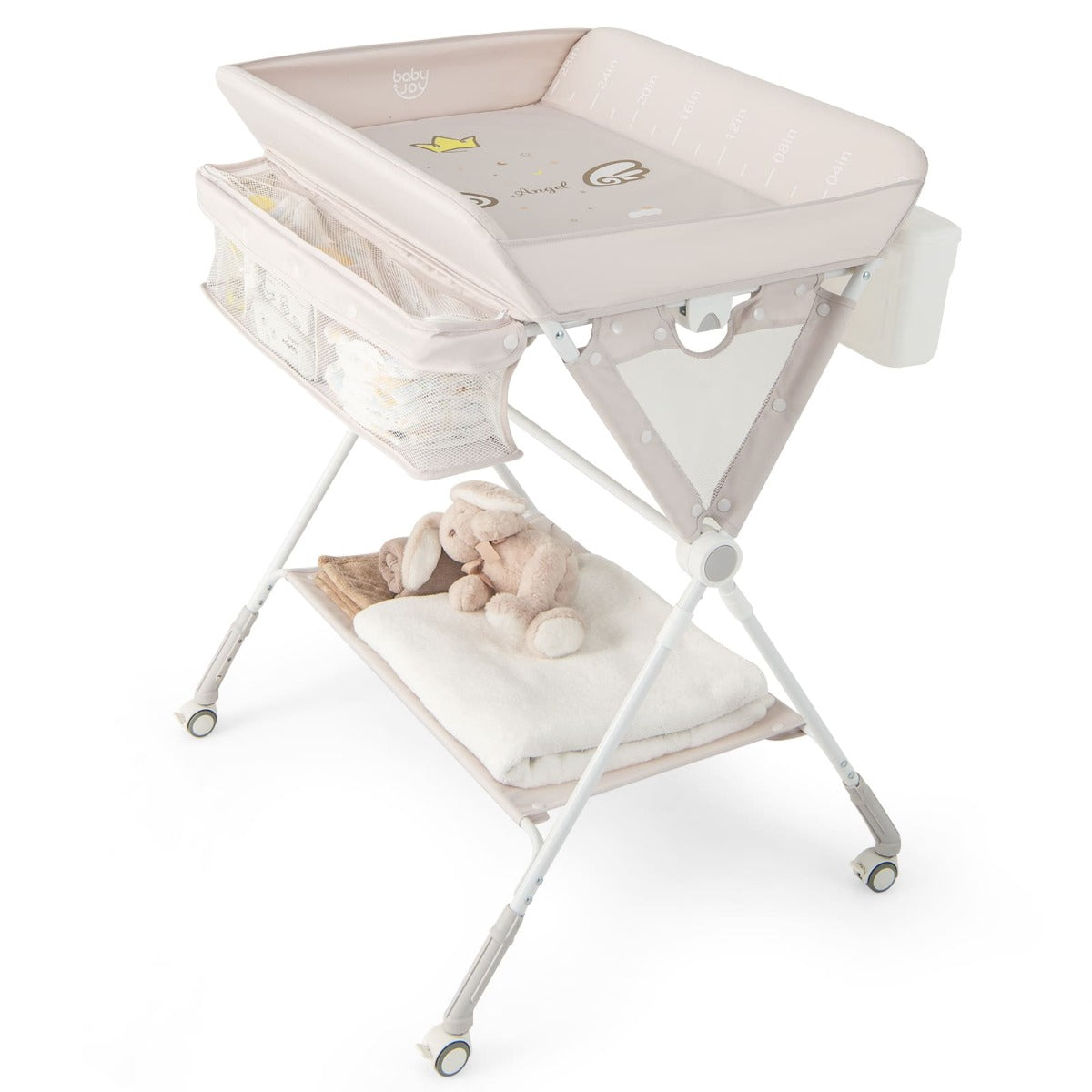 NNECW Portable Folding Baby Changing Table for Infant Newborn Nursery-Beige-1