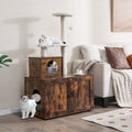 NNECW 2-in-1 Cat Tree with Litter Box Enclosure &amp;amp; Sisal Scratching Posts-Brown-0