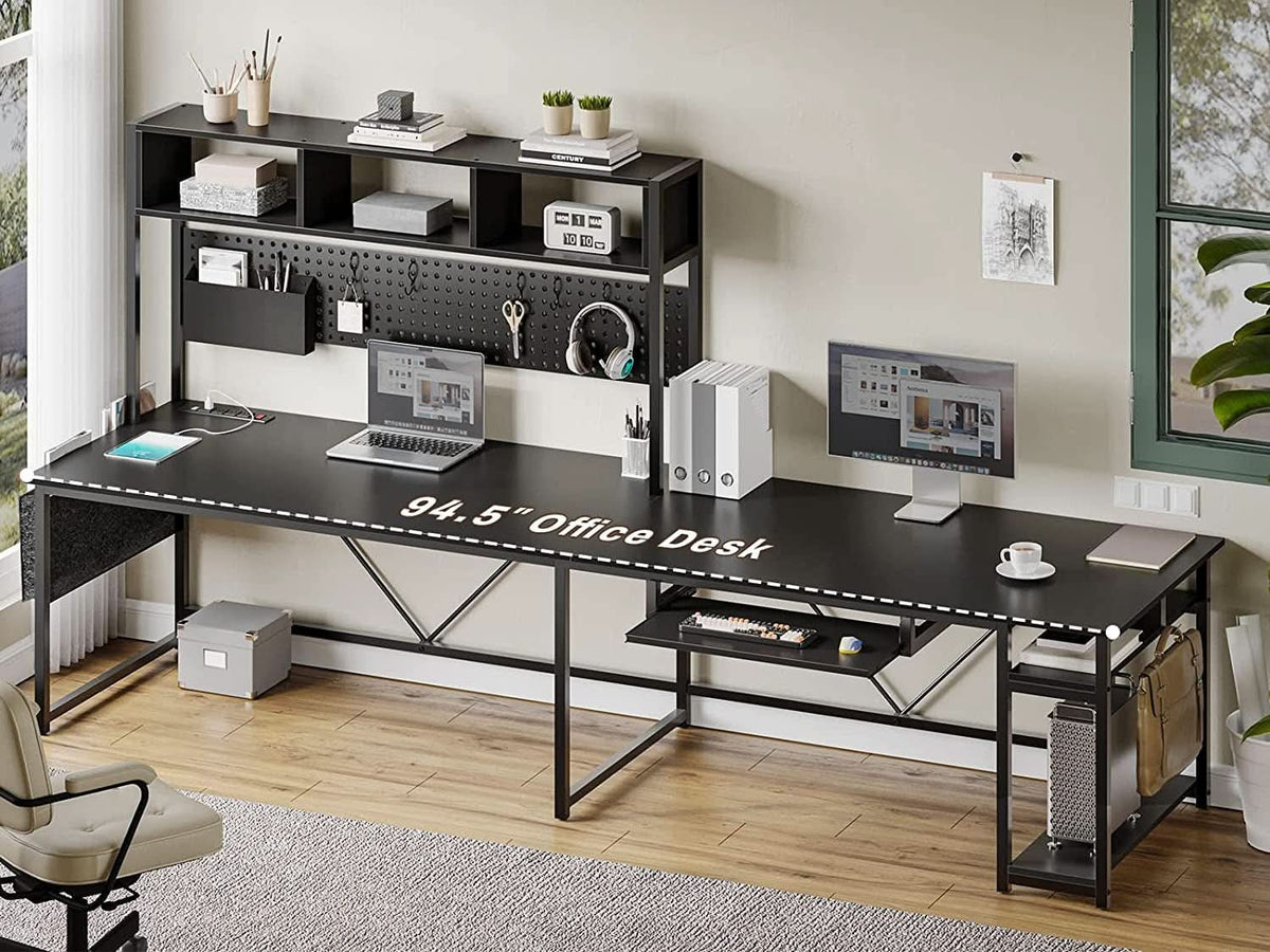 Reversible L Shaped Gaming Desk With Power Outlet-1